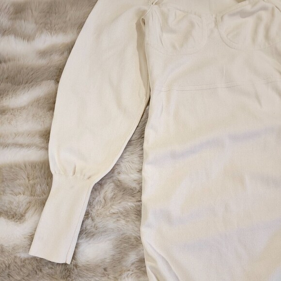 NBD Tanner 90s Minimal Bustier Cutout Ruched Sweater Mini Dress Ivory Small y2k - Picture 5 of 10